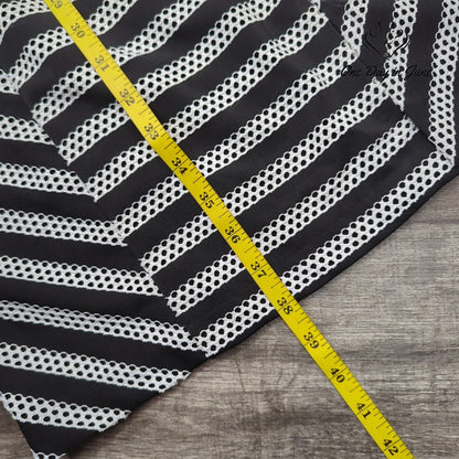 White House Black Market Striped Sheath Dress Black White Buckle Size 2