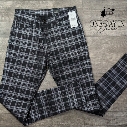 AG Adriano Goldschmied Farrah High Rise Skinny Jeans Black Plaid NWT Size 2 (26)