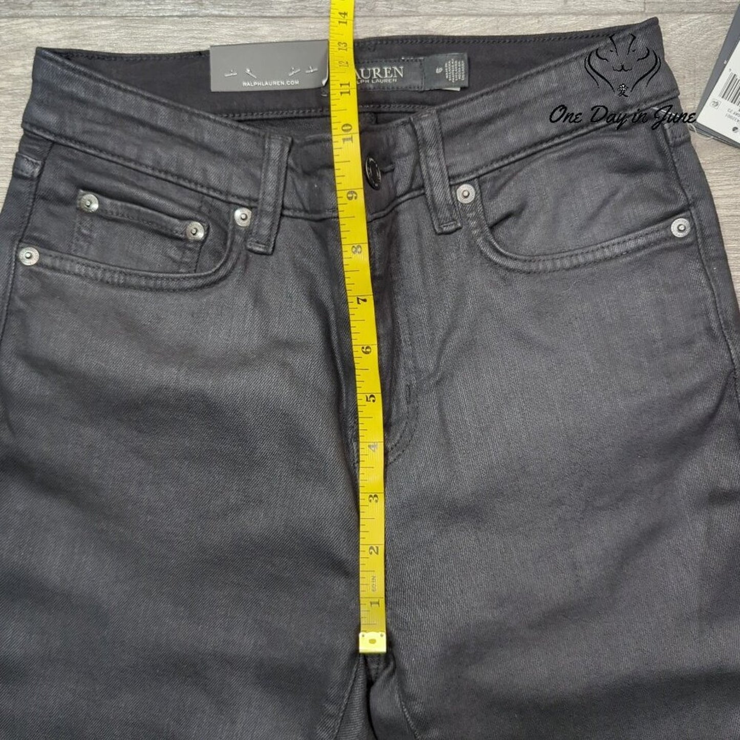 Ralph Lauren Coated High Rise Skinny Ankle Jeans Black NWT $175 Size 4P