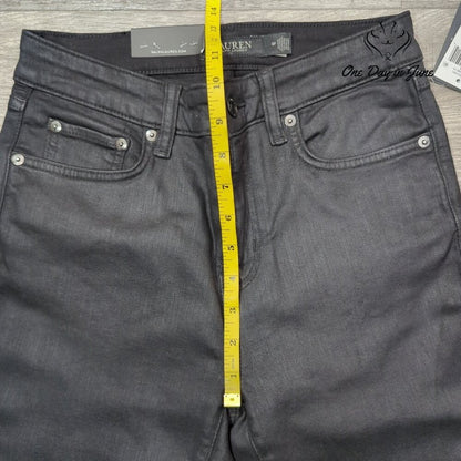 Ralph Lauren Coated High Rise Skinny Ankle Jeans Black NWT $175 Size 4P