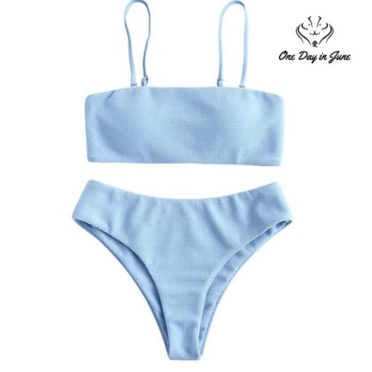 ZAFUL Textured Removable Straps Padded Bandeau Bikini Size S