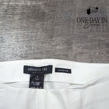 Lafayette 148 Lexington Ankle Pants White Cotton Stretch NWT $278 Size 2
