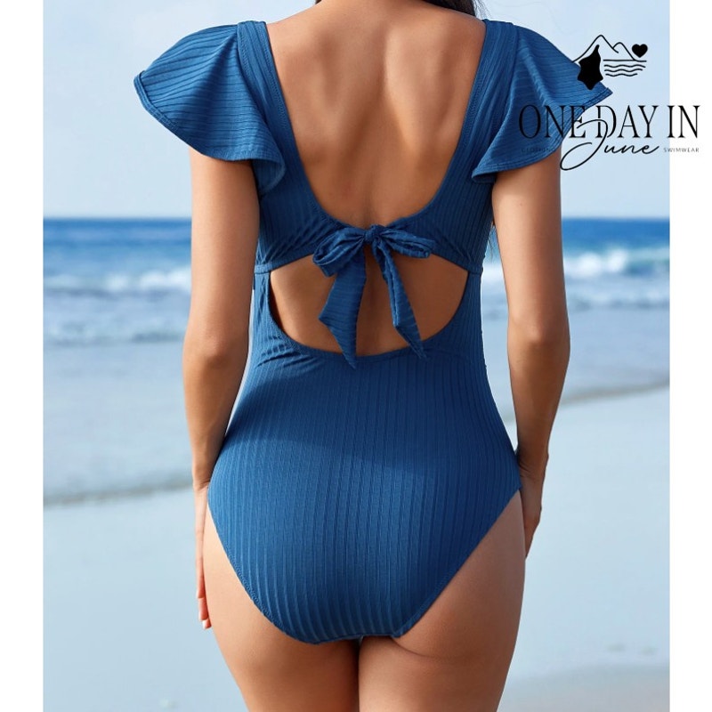 Charmo Maternity Ruffle Shoulder CutOut Tie Back One Piece Swimsuit Size S