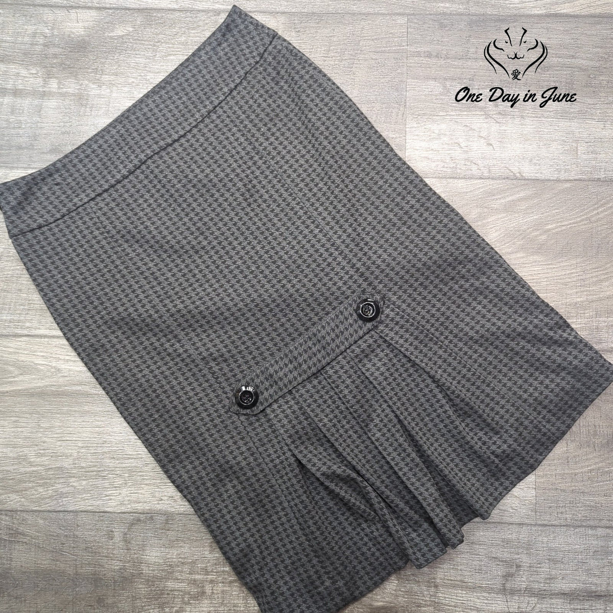 Garfield & Marks Pencil Skirt Gray Black Houndstooth Knee Length Size 4