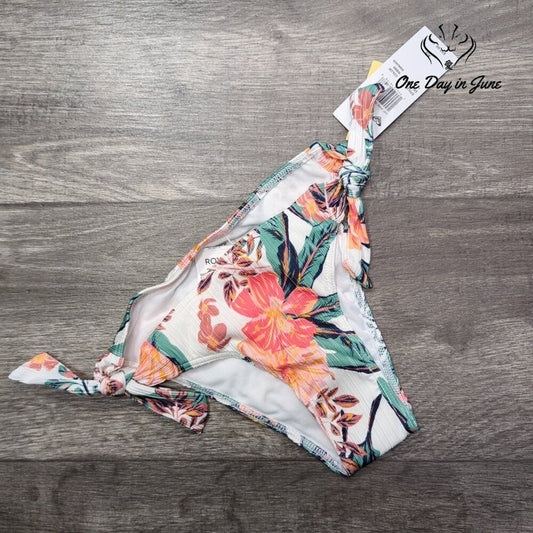 Roxy Just Shine Bikini Bottom Floral Side Tie Swim NWT $50 Size XS