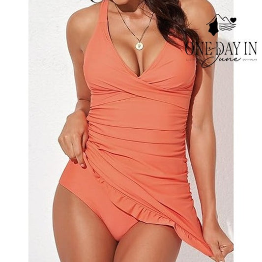 CharmLeaks Plus Size Twist Front Tankini Swimsuit Size 20W