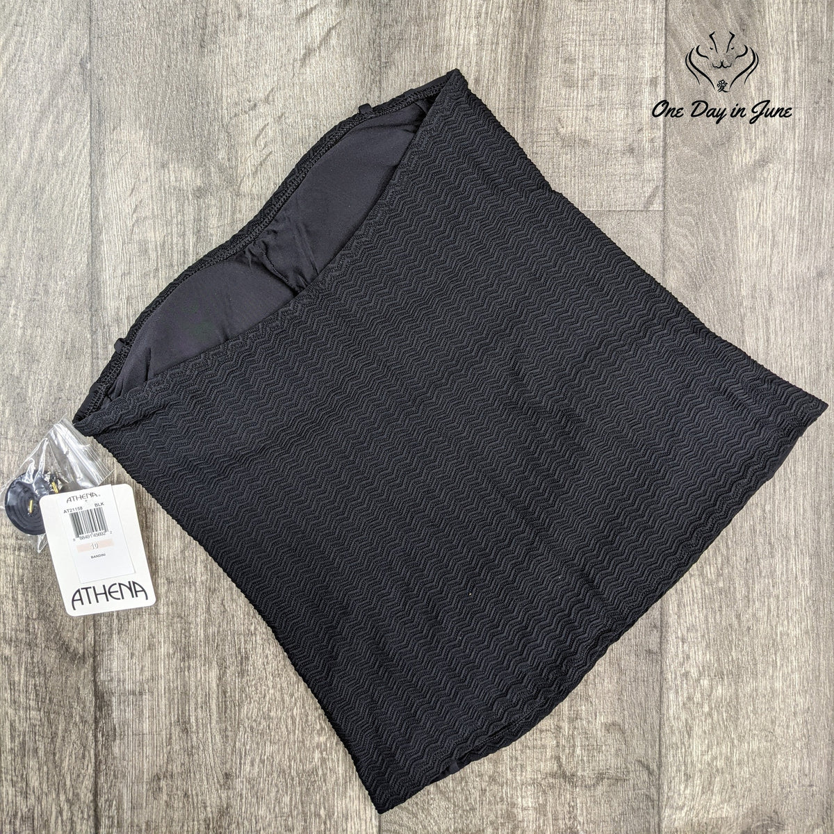 Athena Current Mood Bandini Tankini Top Black Halter Swim Size 10