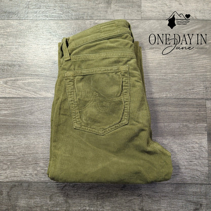 AG Adriano Goldschmied The Mari High Rise Straight Corduroy Olive NWT Size 4