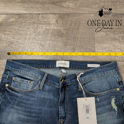 Frame Le Garcon Jeans Azur Mid Rise Straight Distressed NWT $220 Size 12 (31)