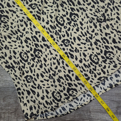 Ascot and Hart Leopard Animal Print Button Down Blouse Beige NWT Size XL