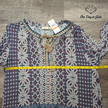 Vintage America Boho Style Long Sleeve Top Size M