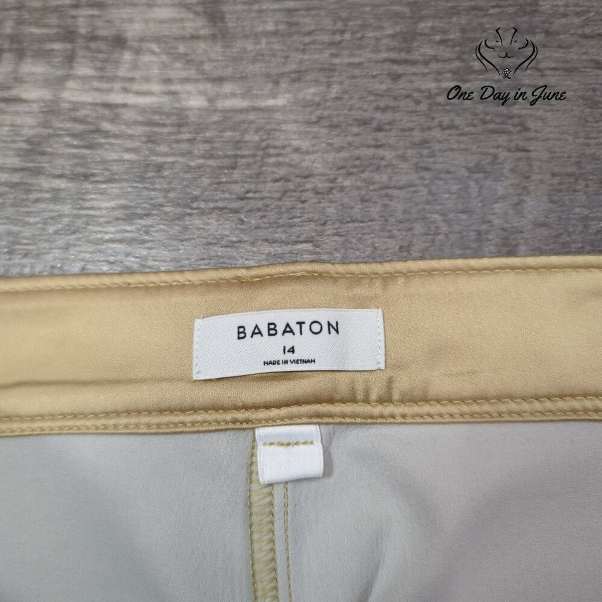 Babaton Aritzia Faux Leather Pants Beige Tan Straight Leg Trousers Size 14
