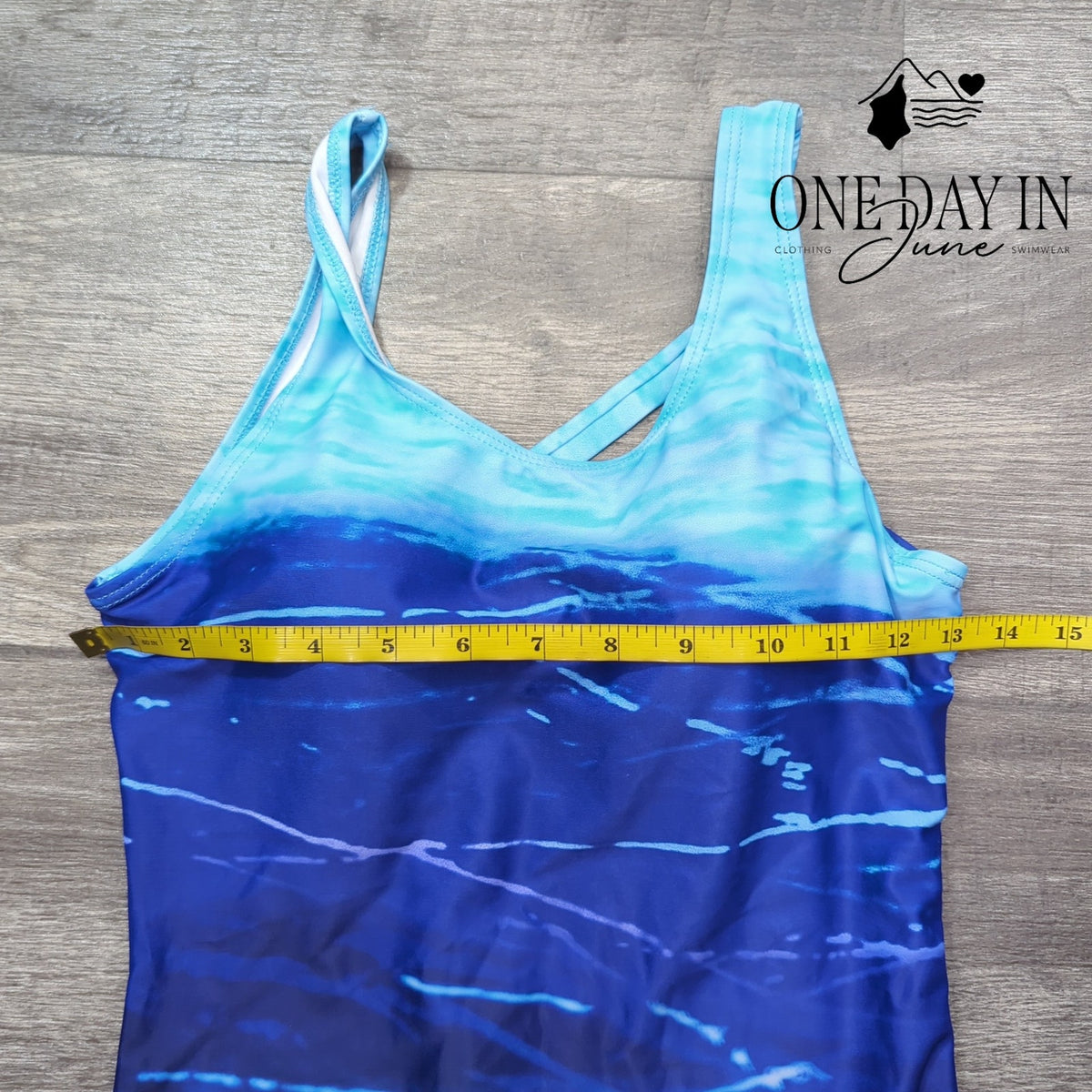 Adisputent Cross Back One Piece Swimsuit Blue Ombre Size S