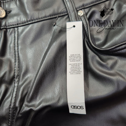 ASOS DESIGN Men's Faux Leather Straight Leg Pants Black NWT Size 38X30
