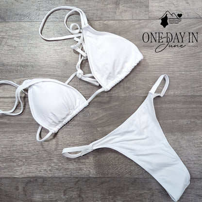 Aleumdr Adjustable Triangle Thong Bikini Swimsuit Size M