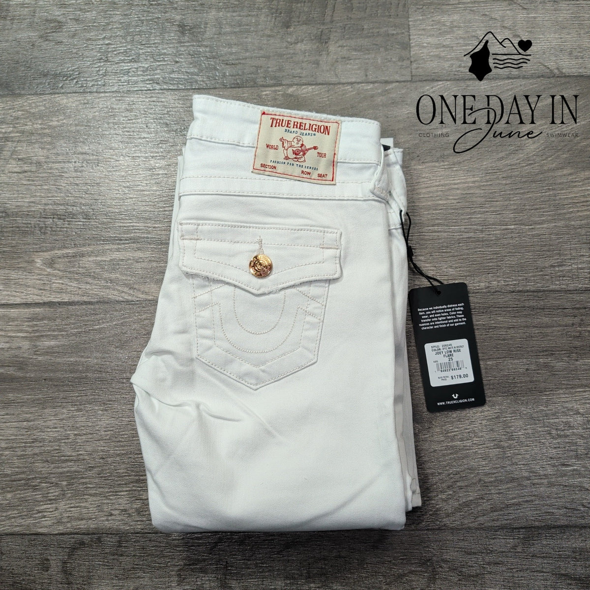 True Religion Joey Low Rise Flare Jeans White Distressed NWT Size 0 (25)