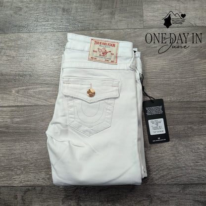 True Religion Joey Low Rise Flare Jeans White Distressed NWT Size 0 (25)