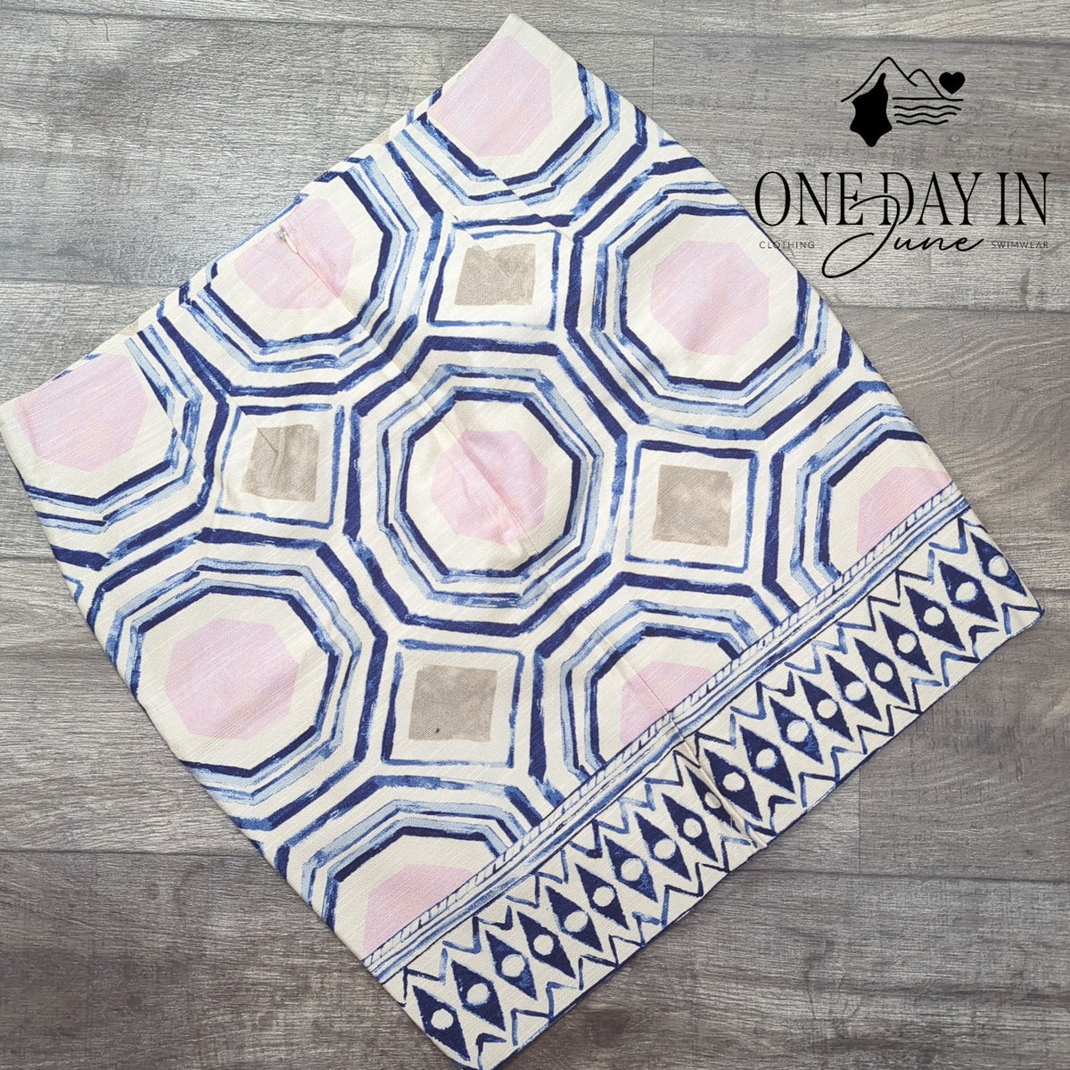 Loft Geometric Jacquard Mini Skirt Pink Blue Cream NWT Size 16