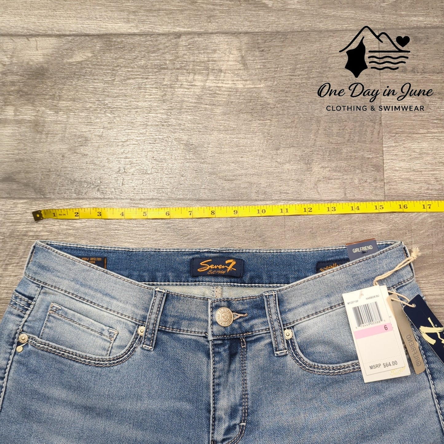 Seven7 Girlfriend Crop Jeans Light Wash Cuffed Stretch Denim NWT $64 Size 6
