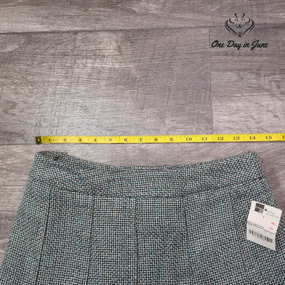 Worthington A Line Tweed Skirt Blue Silver Sage Lace Inset NWT Size 6