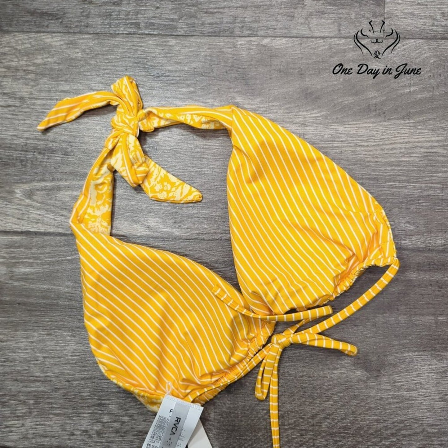 RVCA Forever Halter Reversible Bikini Top Size L