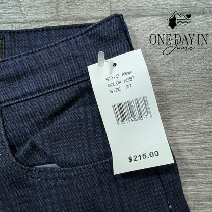 AG Adriano Goldschmied Wide Leg Crop Pants Navy Plaid NWT $215 Size 4 (27)