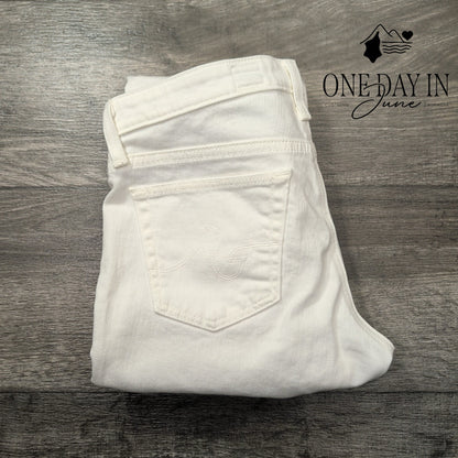 AG Adriano Goldschmied Stevie Roll Up Slim Straight Jeans White NWT Size 4 (27)
