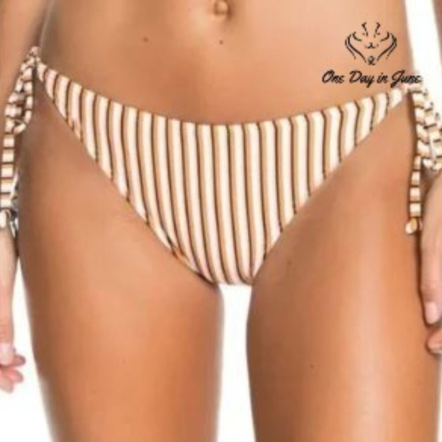 Roxy Beach Classics Moderate Tie Side Bikini Bottom Orange Stripe NWT Size XXL