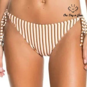 Roxy Beach Classics Moderate Tie Side Bikini Bottom Orange Stripe NWT Size XXL