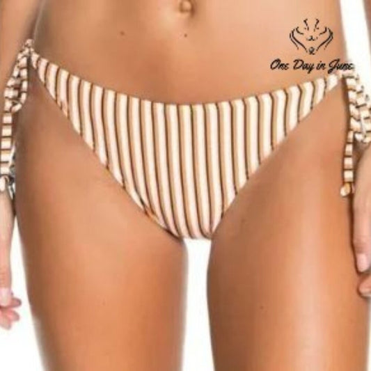 Roxy Beach Classics Moderate Tie Side Bikini Bottom Orange Stripe NWT Size XXL
