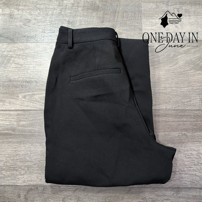 Good American Luxe Suiting Column Trouser Black Wide Leg Pants NWT Size 4 (27)