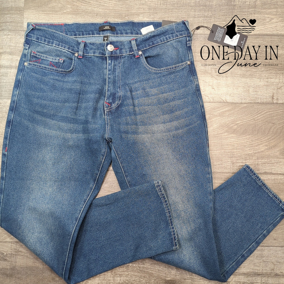 True Religion Geno Relaxed Slim Jeans Men's Dark Boreal NWT Size 36X30