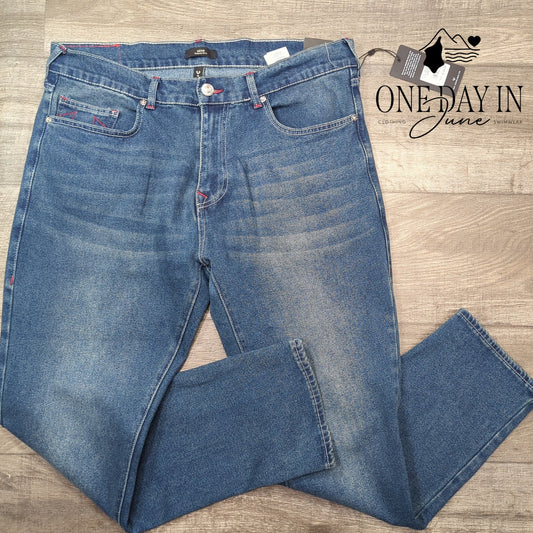 True Religion Geno Relaxed Slim Jeans Men's Dark Boreal NWT Size 36X30