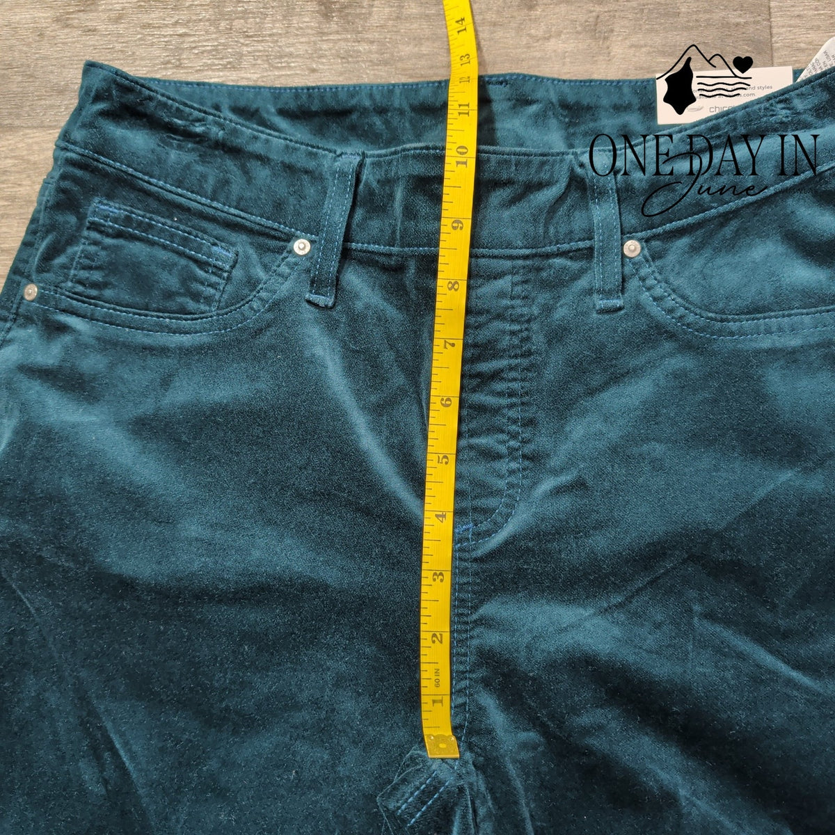 Chico's Pull On Kick Flare Pants Teal Velvet Velour NWT Size Chico's 1 (8)