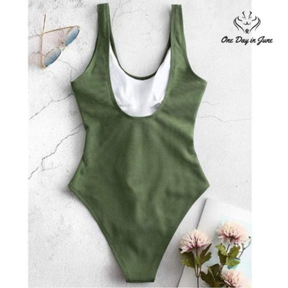 Zaful Tie Knot Ribbed One Piece Size S