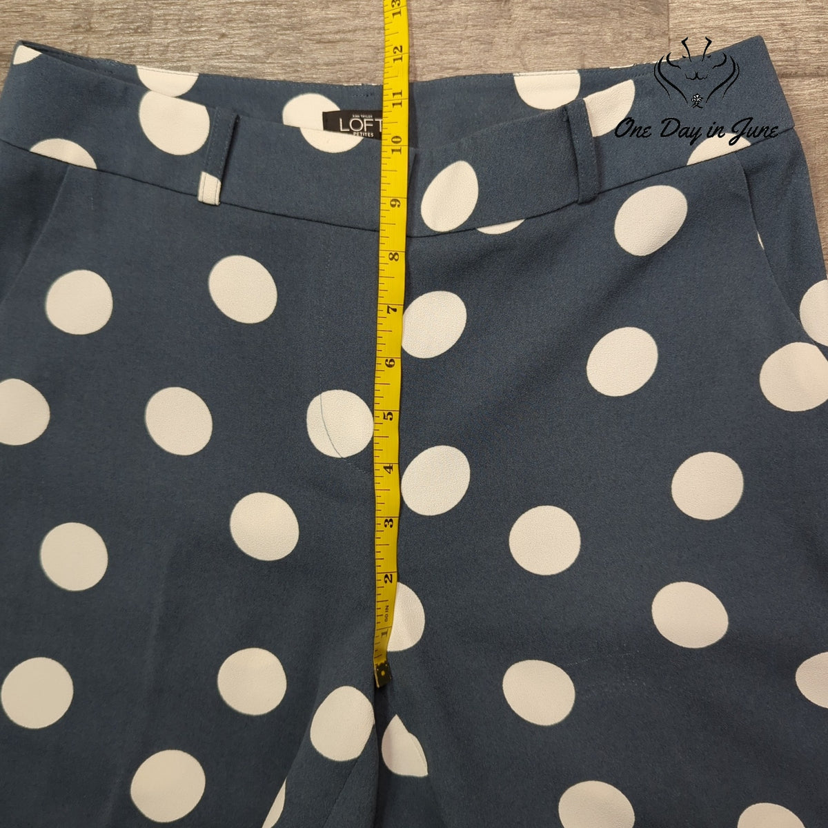 Loft Petite Marisa Skinny Crop Pants Navy White Polka Dot Size 4P