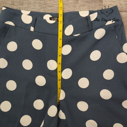 Loft Petite Marisa Skinny Crop Pants Navy White Polka Dot Size 4P