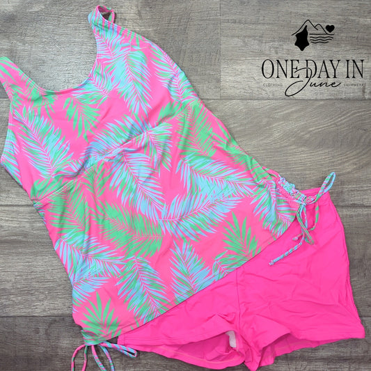 Aleumdr Tropical Boyshort Tankini Swimsuit Size XL