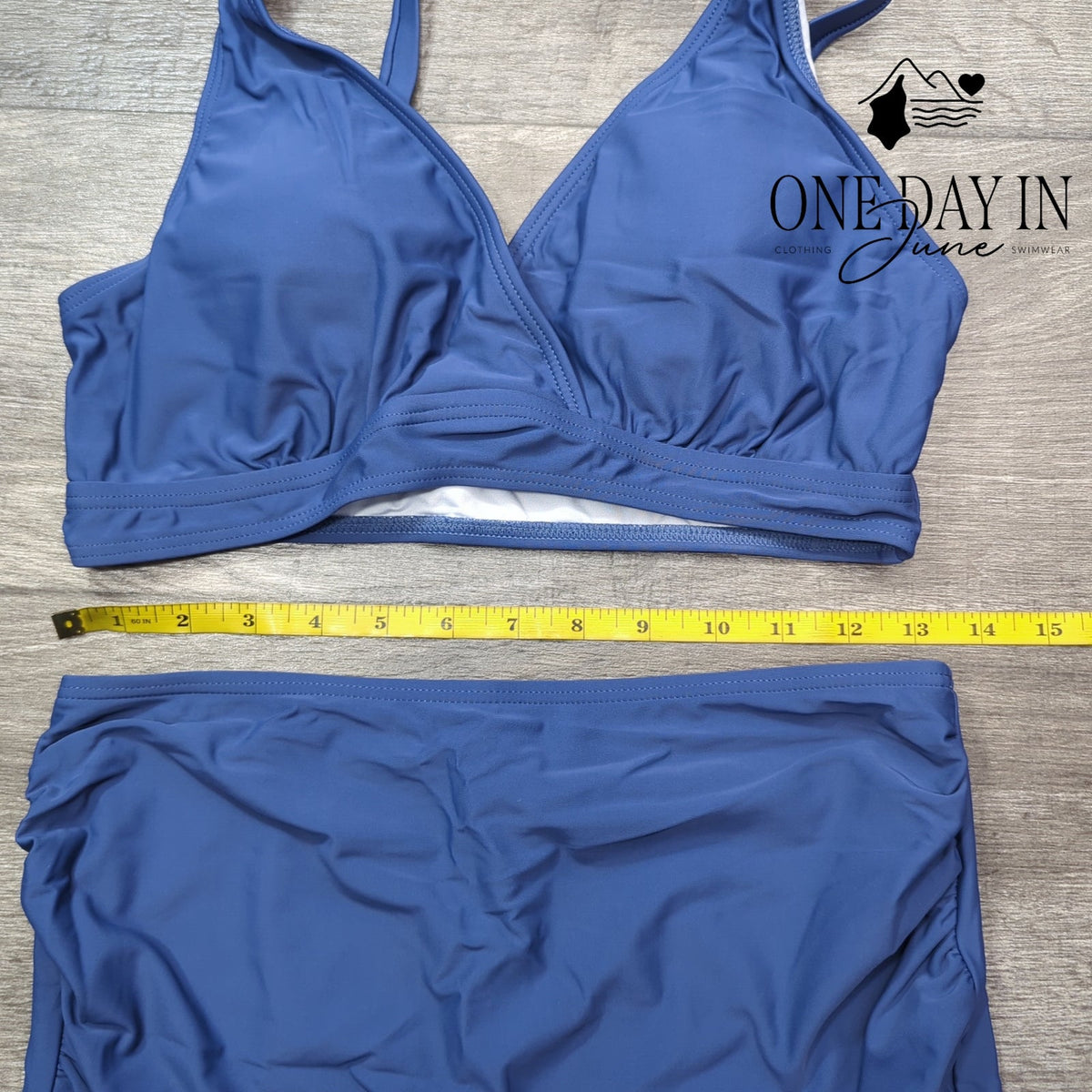 Charmo Maternity Bikini Swimsuit Two Piece Blue High Waist NWT Size S