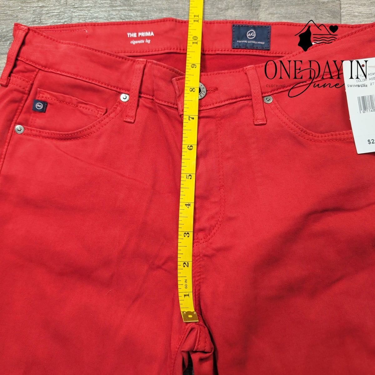 AG Adriano Goldschmied The Prima Cigarette Leg Jeans Red NWT $215 Size 4 (27)