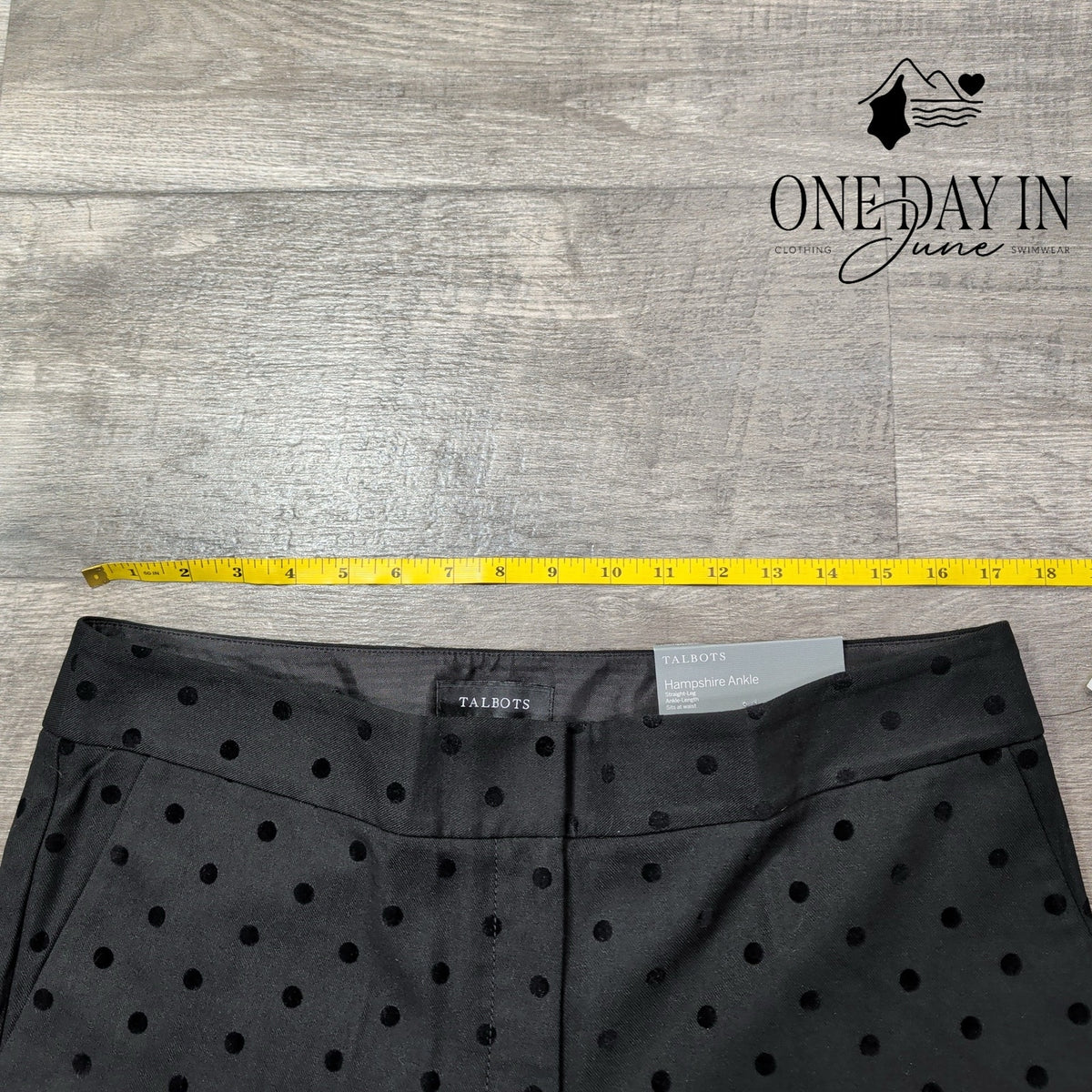 Talbots Hampshire Ankle Pants Black Flocked Polka Dot Straight Leg NWT Size 12