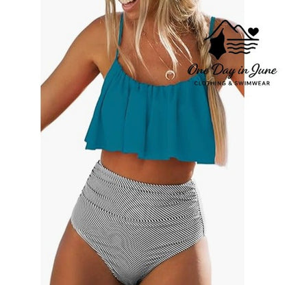 Cupshe High Waist Flounce Bikini Swimsuit Size L