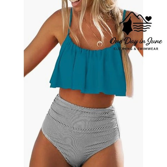 Cupshe High Waist Flounce Bikini Swimsuit Size L