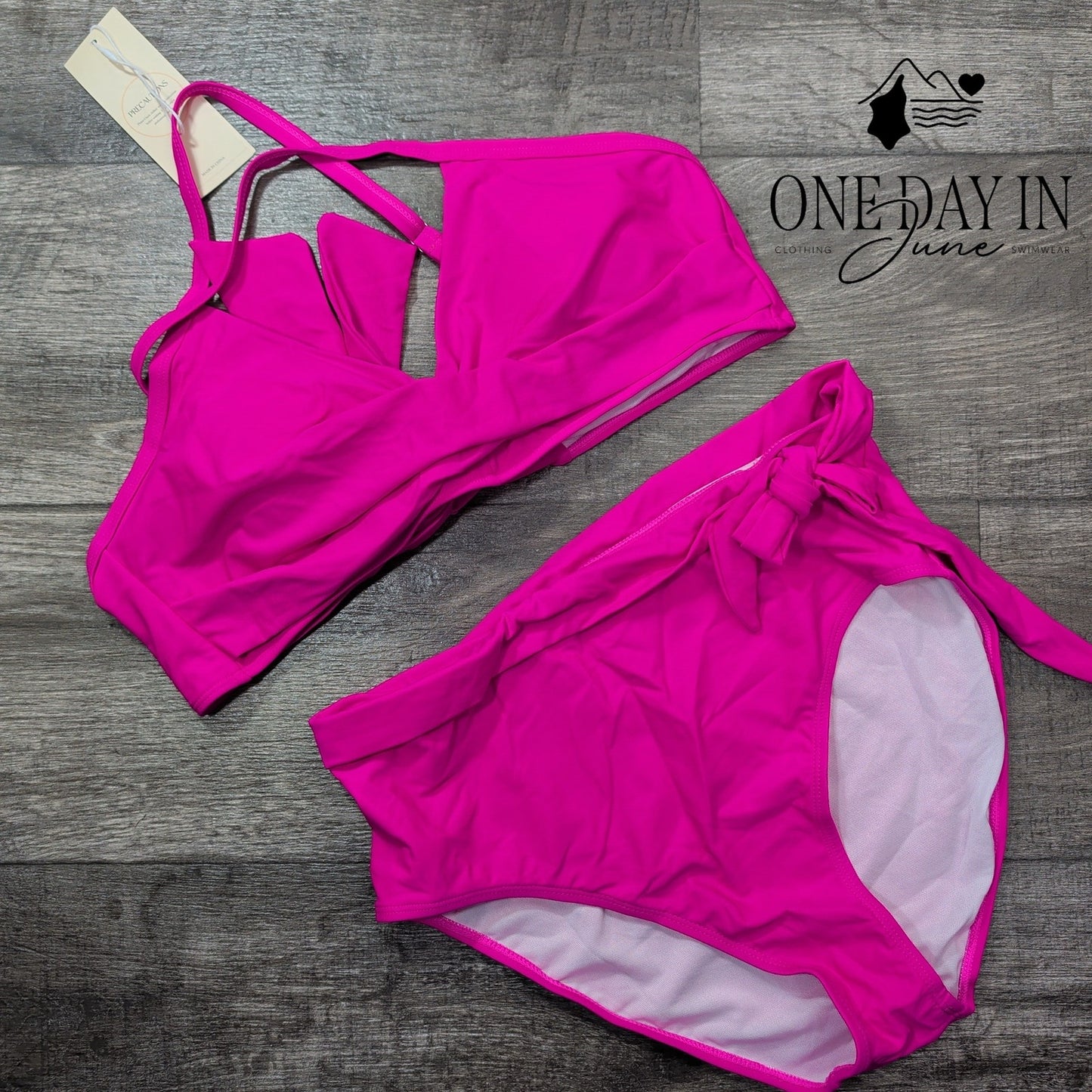 Dokotoo Twist Front Tie Back High Waist Bikini Swimsuit Size L