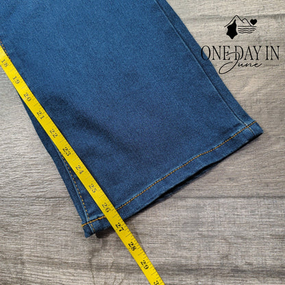 Tahari Petite Natalie Mid Rise Miniboot Jeans Blue Seta Silk NWT Size 6P