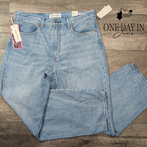 Denim Forum The '90s Kate Mid Rise Baggy Straight Jeans Light Wash NWT Size 14