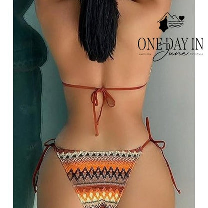 Charmo Adjustable Triangle Tie Side Bikini Swimsuit Size M Top S Bottom