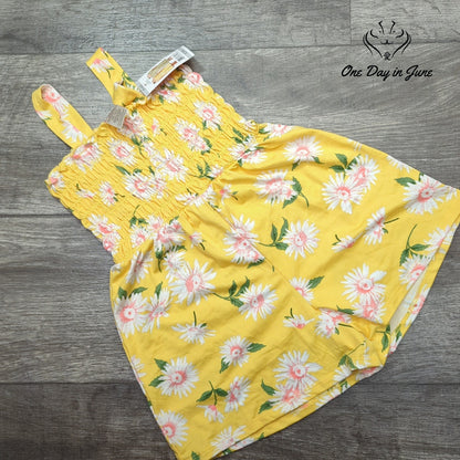 Zunie Girl Girls Smocked Floral Romper Yellow Daisy Sleeveless NWT Size XS (4/5)