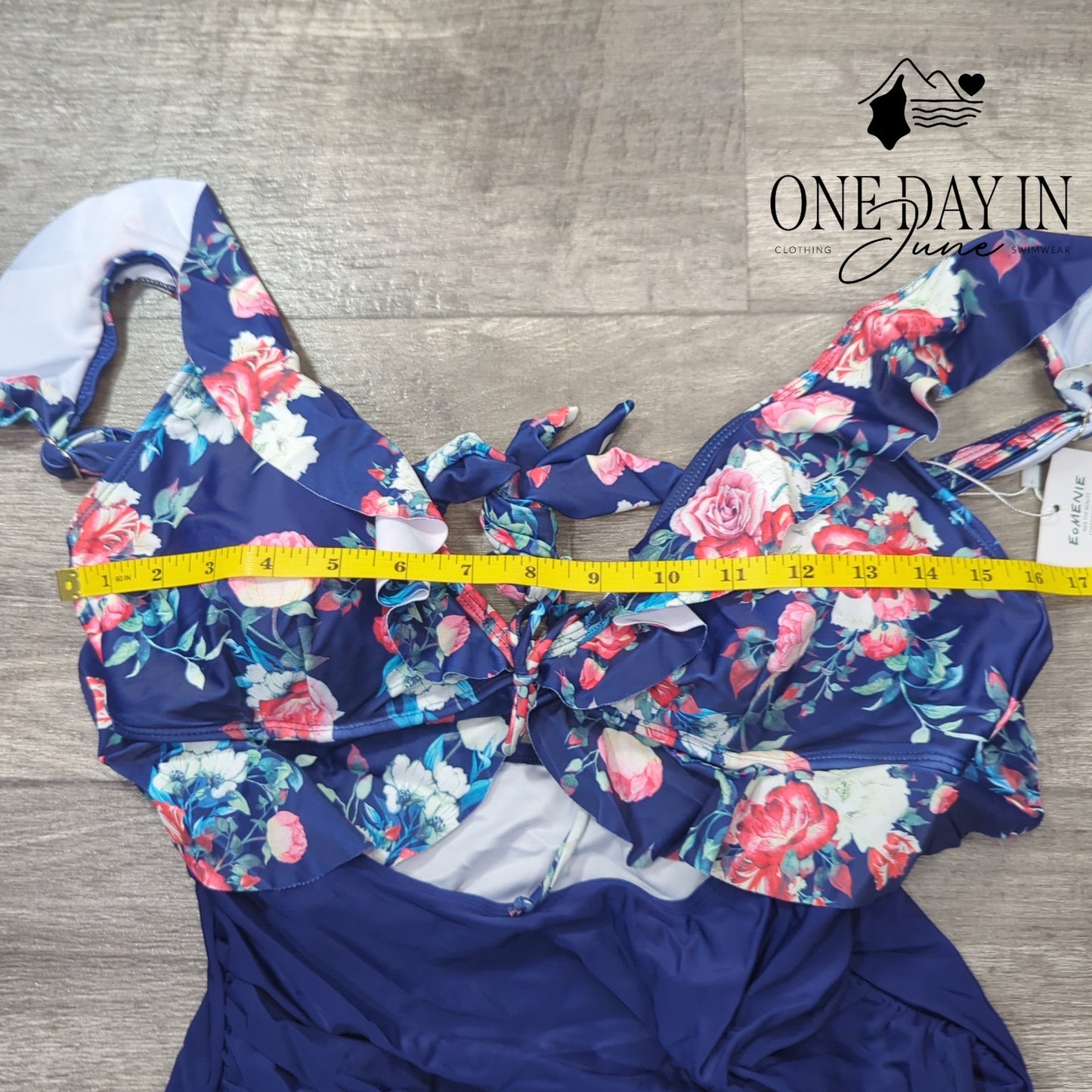 Eomenie Ruffle Shoulder Tie Back Cutout One Piece Swimsuit Size M