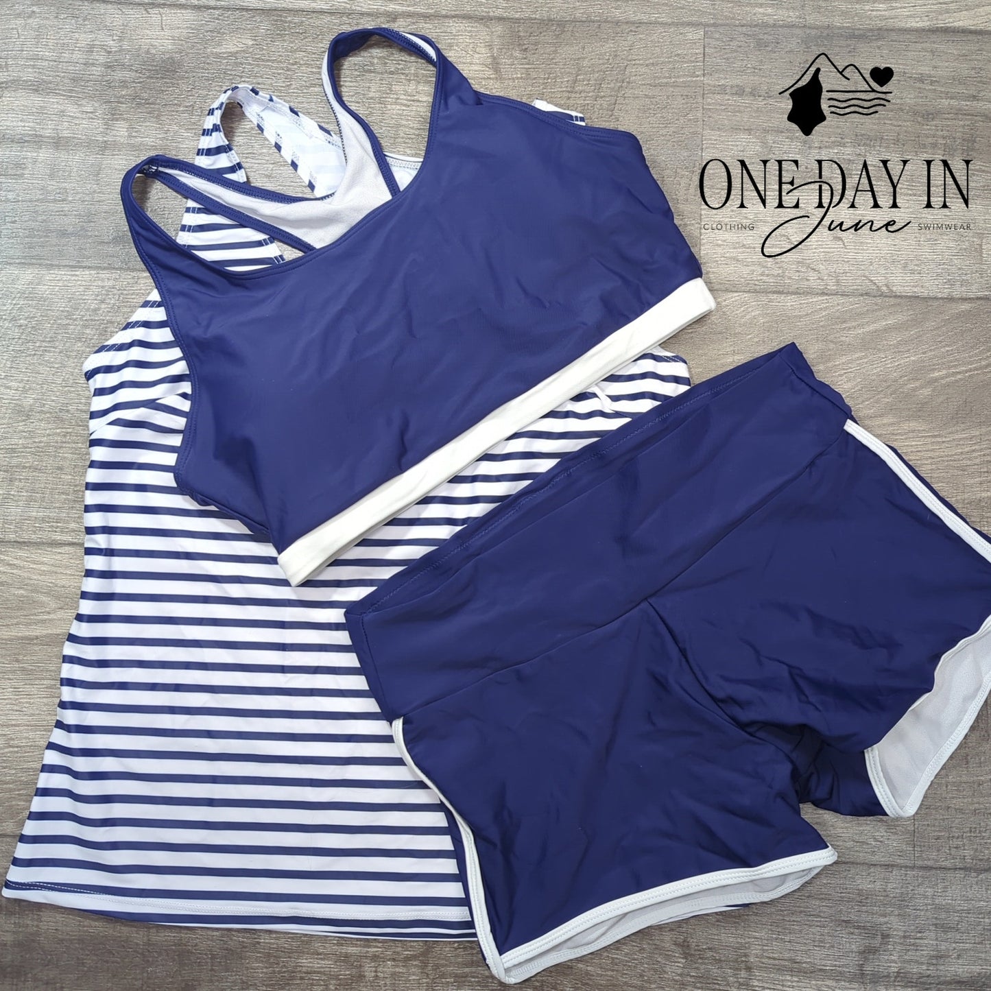 Zando Boyshort Crop 3 Piece Bikini Swimsuit Size L